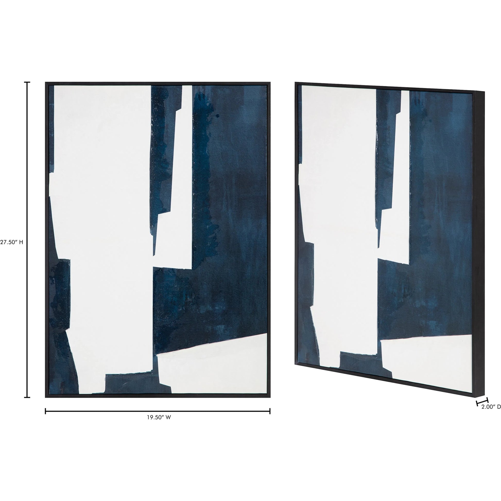 Mica 2 Framed Painting by Moe's Home Collection. Made from design painted on canvas, canvas stretched over pine wood, black pine wood frame in a unique style.