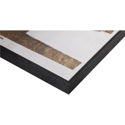 Mica 1 Framed Painting by Moe's Home Collection in blue. Made from design painted on canvas, canvas stretched over pine wood, black pine wood frame in a eclectic & global style.