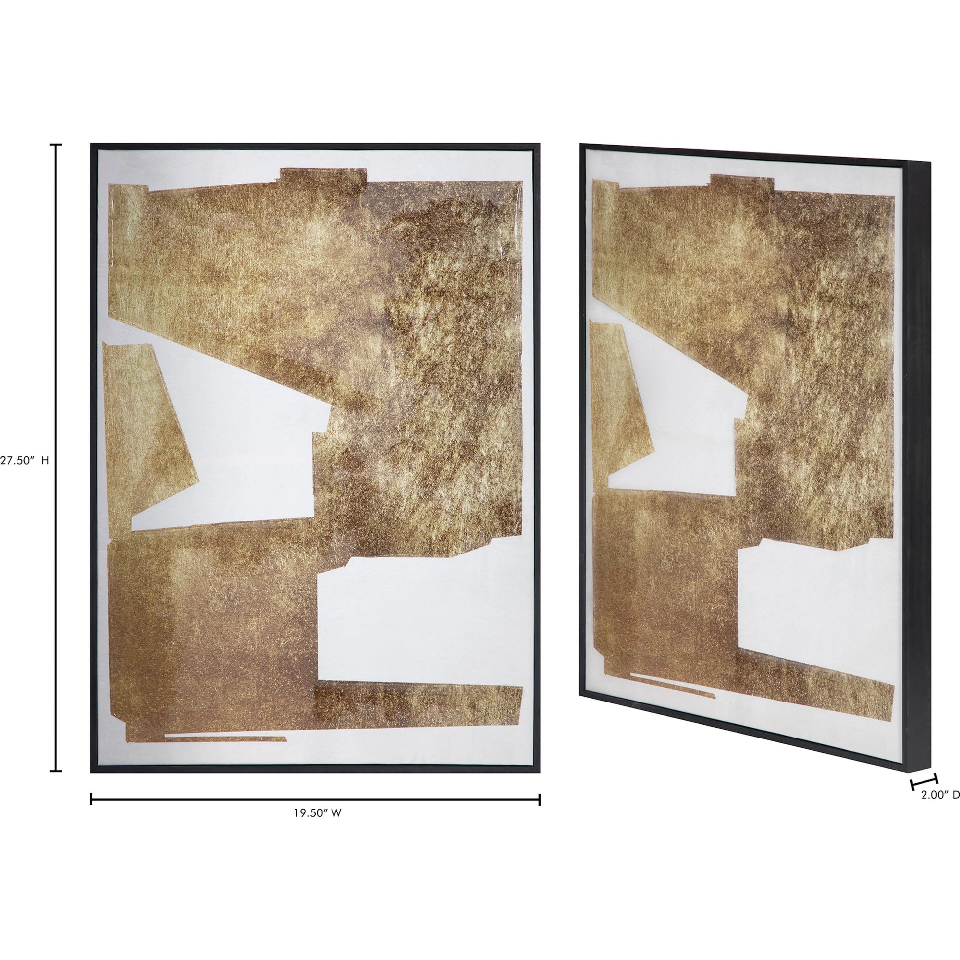 Mica 1 Framed Painting by Moe's Home Collection in blue. Made from design painted on canvas, canvas stretched over pine wood, black pine wood frame in a eclectic & global style.