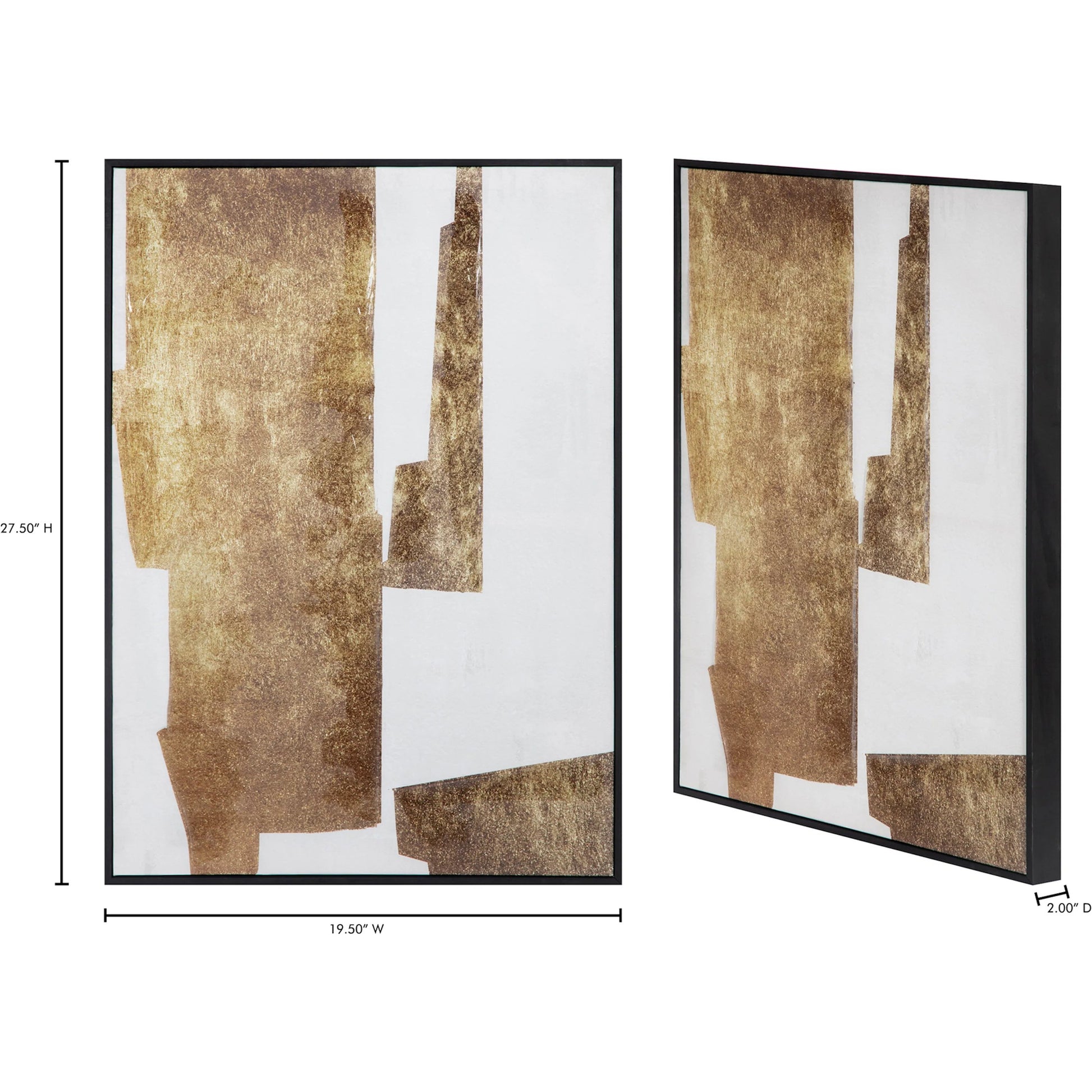 Mica 2 Framed Painting by Moe's Home Collection. Made from design painted on canvas, canvas stretched over pine wood, black pine wood frame in a unique style.