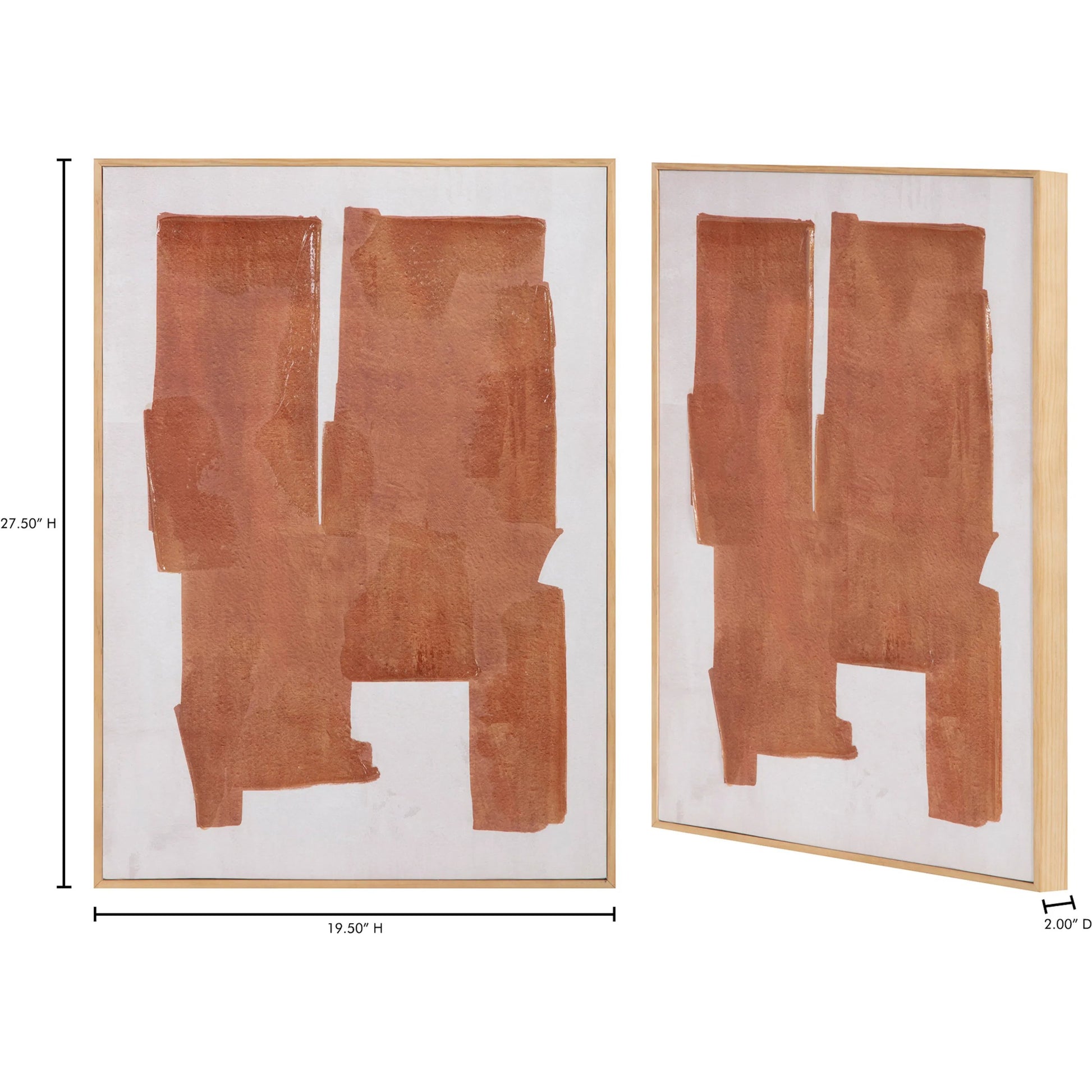 Cici 1 Framed Painting by Moe's Home Collection. Made from design painted on canvas, canvas stretched over pine wood, brown pine wood frame in a eclectic & global style.
