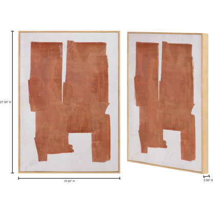 Cici 1 Framed Painting by Moe's Home Collection. Made from design painted on canvas, canvas stretched over pine wood, brown pine wood frame in a eclectic & global style.