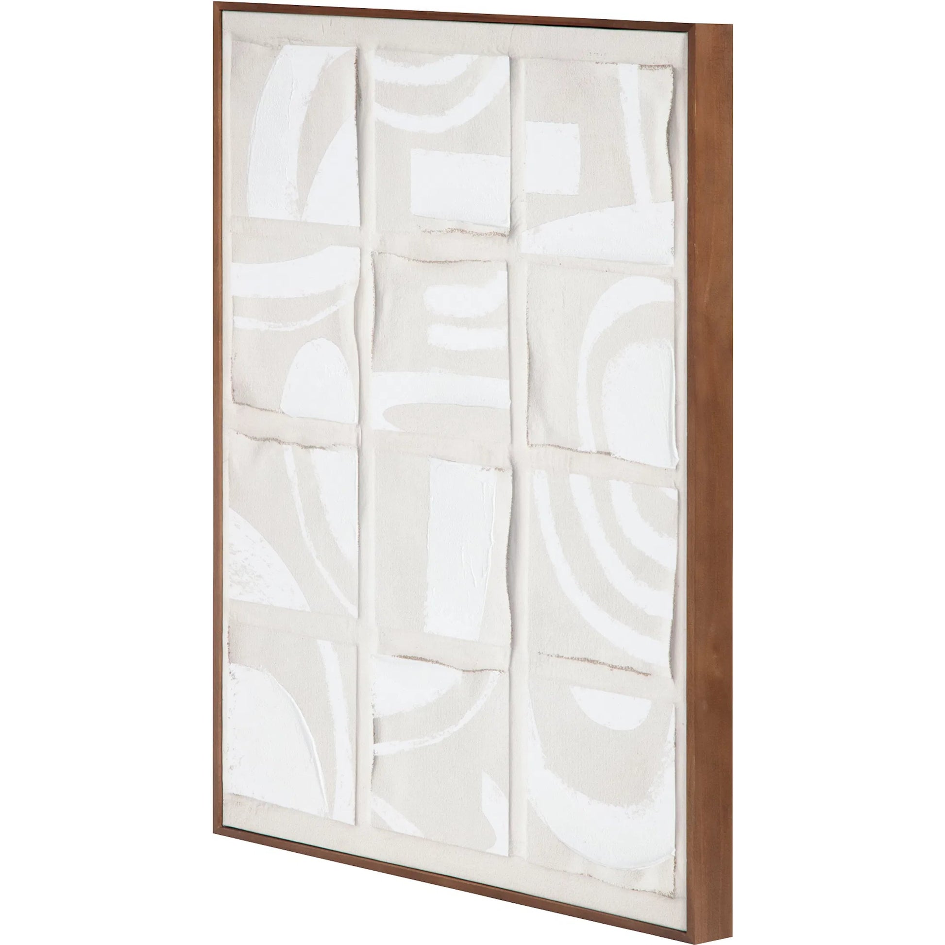 Unfold 2 Framed Print by Moe's Home Collection. Made from design printed on canvas, canvas stretched over pine wood, brown pine wood frame in a transitional style.