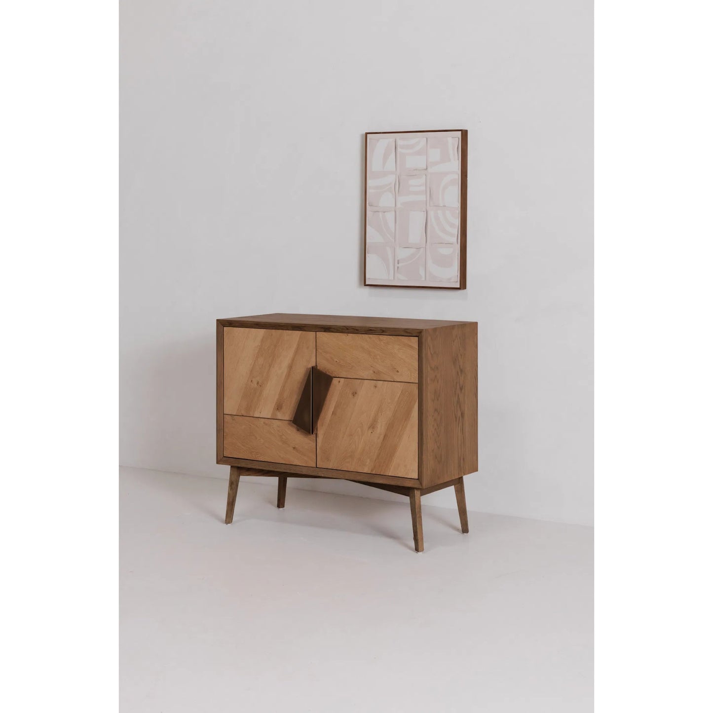 002 SI-2254062 | Lifestyle | Unfold 2 Framed Print by Moe's Home Collection. Made from design printed on canvas, canvas stretched over pine wood, brown pine wood frame in a transitional style.