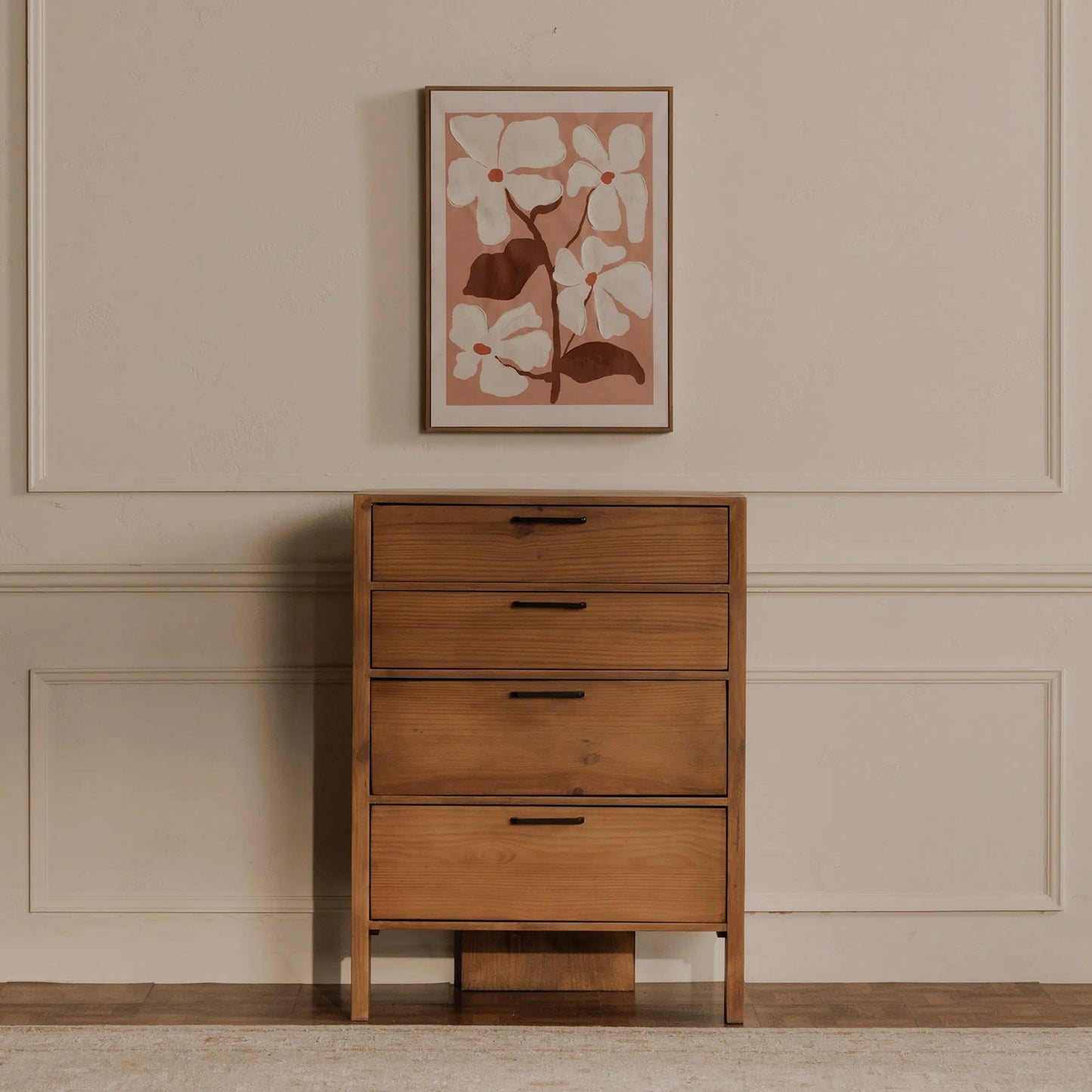 006 SI-2367907 | Lifestyle | Blush Framed Painting by Moe's Home Collection in multicolor. Made from print on canvas, acrylic paint on canvas, solid pine frame in a eclectic & global style.