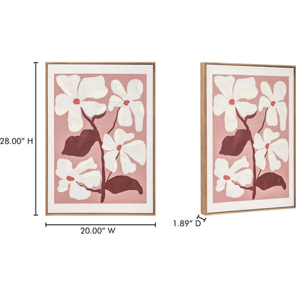 Blush Framed Painting by Moe's Home Collection in multicolor. Made from print on canvas, acrylic paint on canvas, solid pine frame in a eclectic & global style.