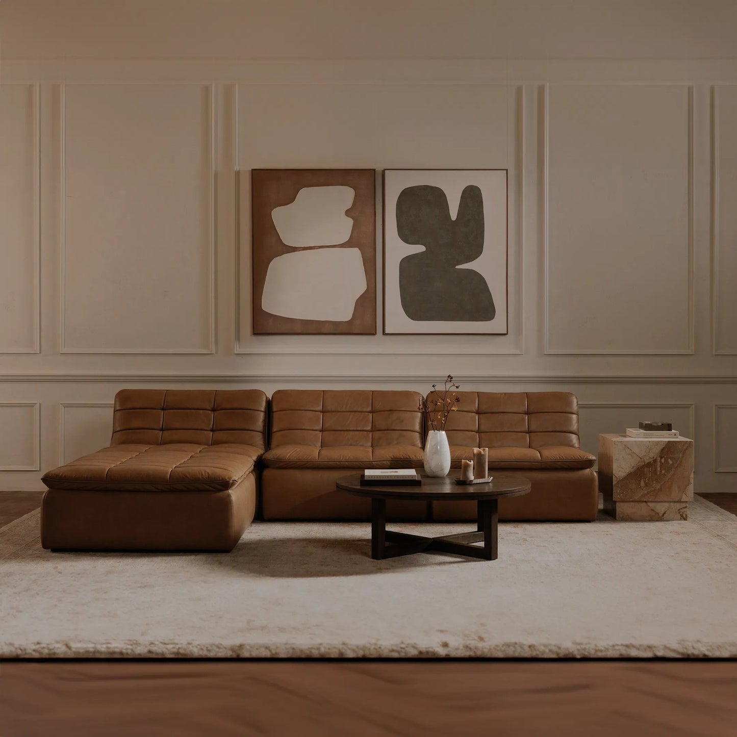 008 SI-2441568 | Lifestyle | Sulo Framed Painting by Moe's Home Collection in terracotta. Made from acrylic paint on canvas, solid pine frame in a transitional style.