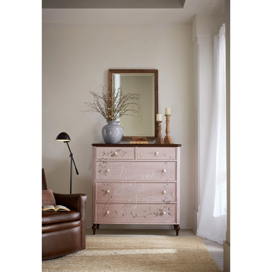 Susan G. Komen Moment of Hope Chest by Hooker Furniture in pink. Made from oak, walnut veneers in a traditional style.