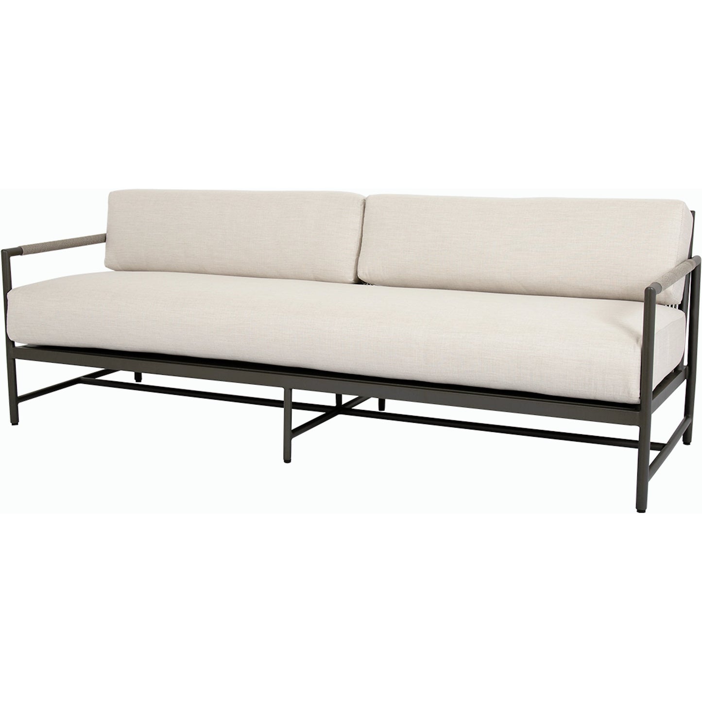 005 SI-2167105 | Primary Silo | Pietra Outdoor Sofa by Sunset West in graphite. Made from olefin rope in a modern style.