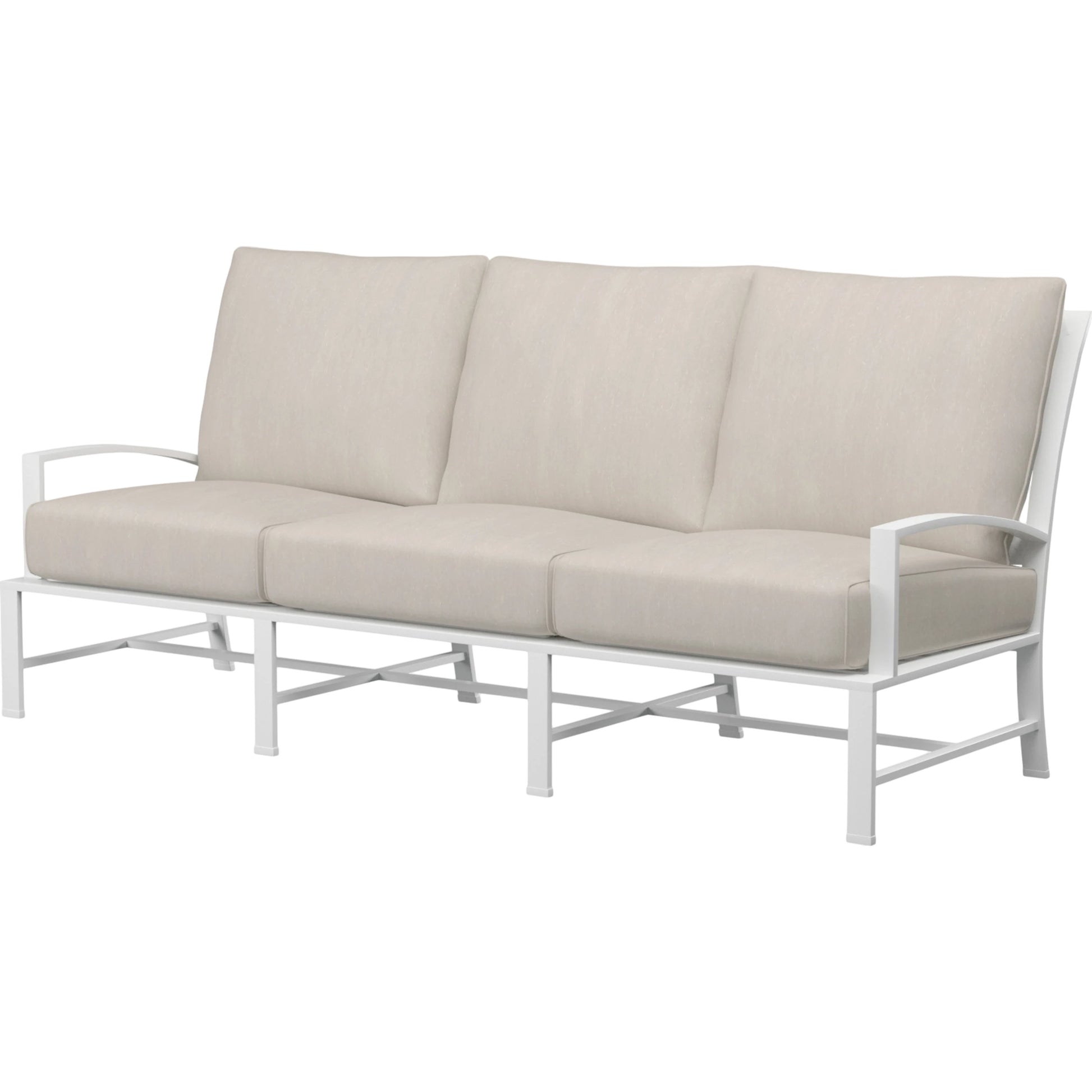 Bristol Outdoor Sofa in Canvas Flax w/ Self Welt by Sunset West in white. Made from aluminum in a modern style.