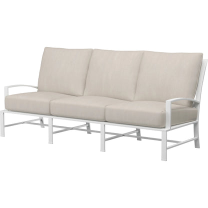 Bristol Outdoor Sofa in Canvas Flax w/ Self Welt by Sunset West in white. Made from aluminum in a modern style.