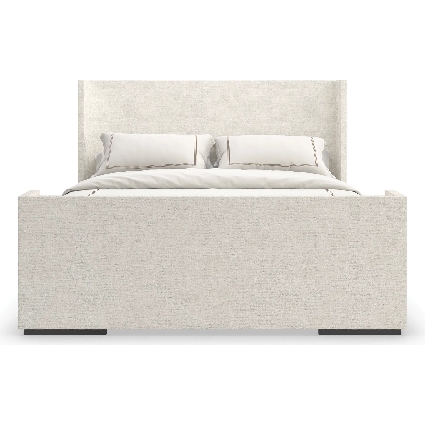002 SI-2533154 | Additional Silo | Shelter Me King Bed by Caracole in ivory and almost black. Made from poplar in a unique style.