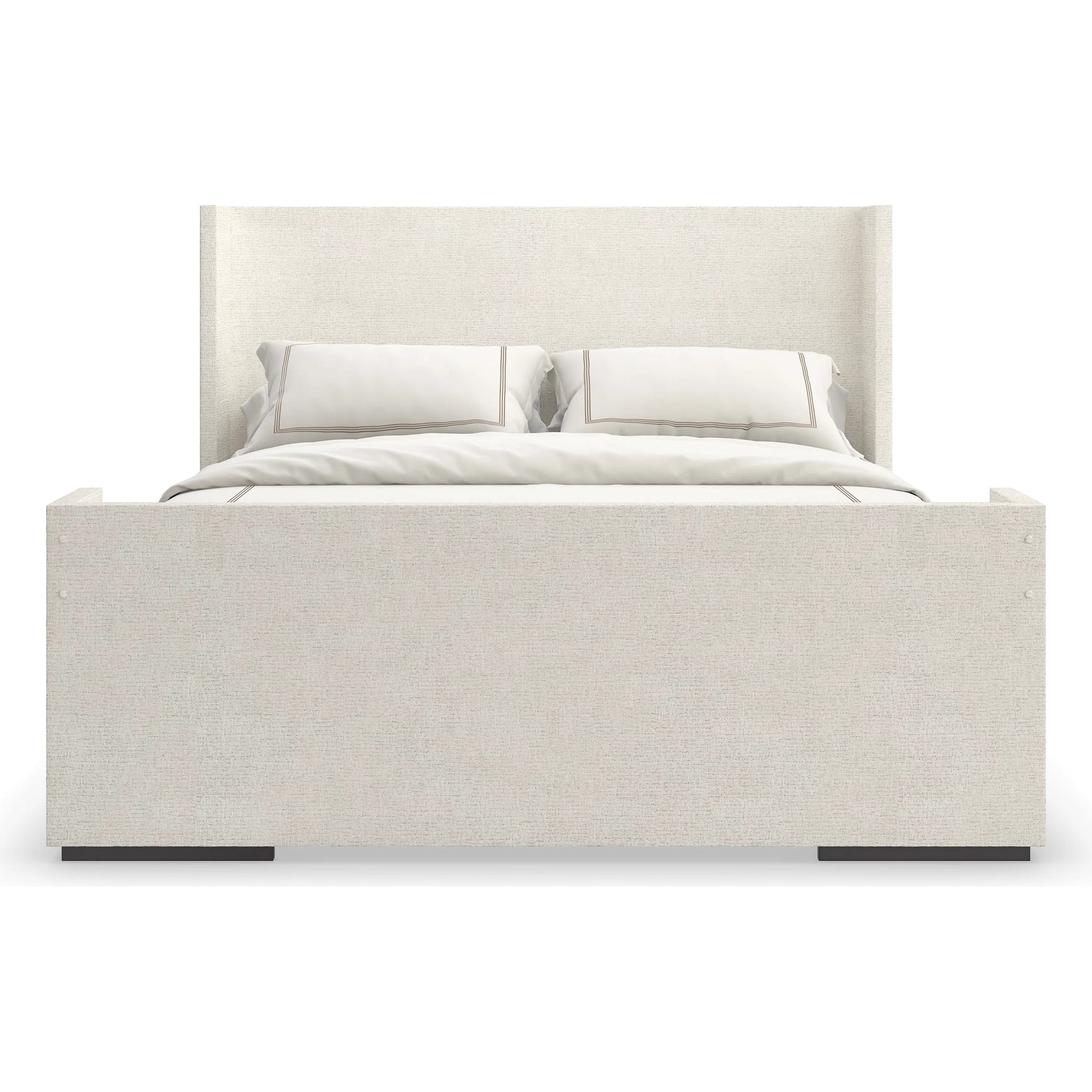 Shelter Me King Bed by Caracole in ivory and almost black. Made from poplar in a unique style.