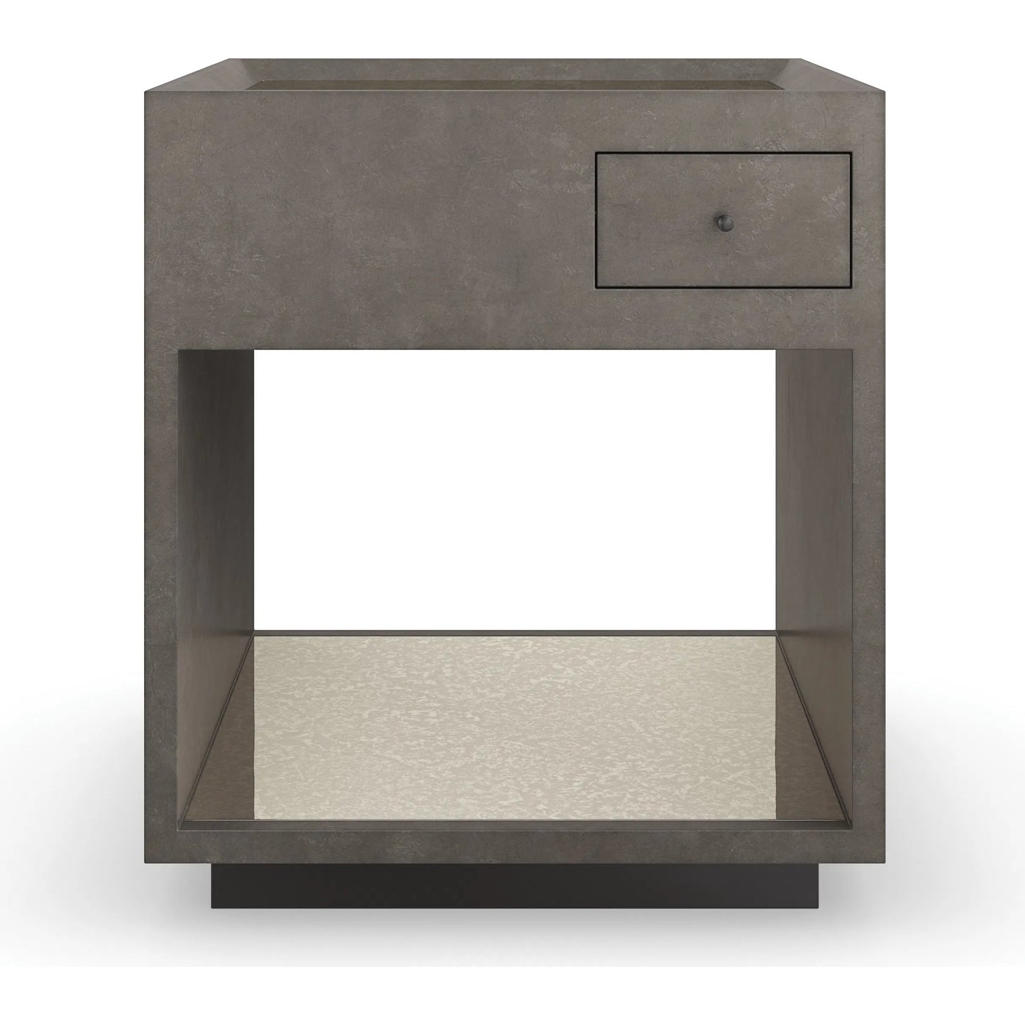 001 SI-2162901 | Additional Silo | Dark Matter End Table by Caracole in mirrored and twilight frost, almost black. Made from poplar, mirror in a transitional style.