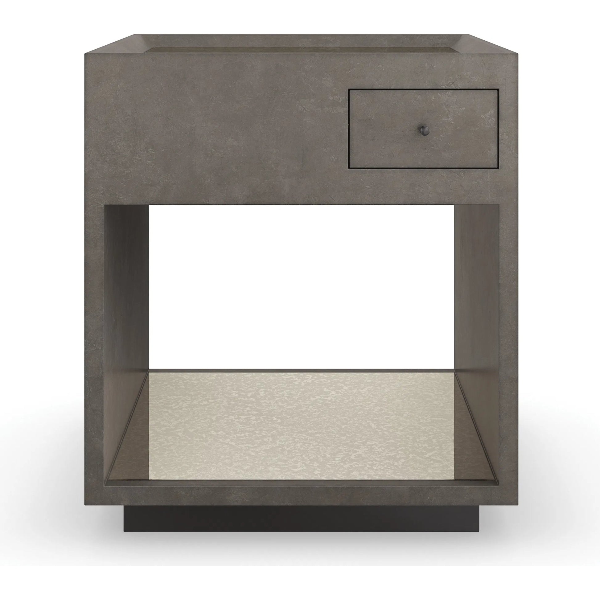 Dark Matter End Table by Caracole in mirrored and twilight frost, almost black. Made from poplar, mirror in a transitional style.
