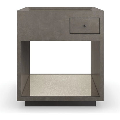 Dark Matter End Table by Caracole in mirrored and twilight frost, almost black. Made from poplar, mirror in a transitional style.
