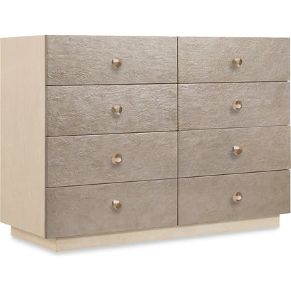 Westwood Single Dresser by Hooker Furniture in silvers and polished limestone. Made from oak veneers in a modern style.
