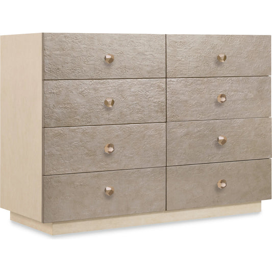 Westwood Single Dresser by Hooker Furniture in silvers and polished limestone. Made from oak veneers in a unique style.