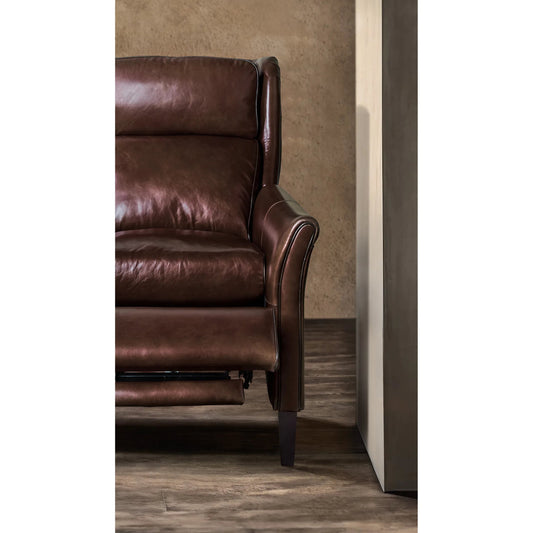 Henley Power Recliner with Power Headrest by Hooker Furniture. Made from leather in a traditional style.