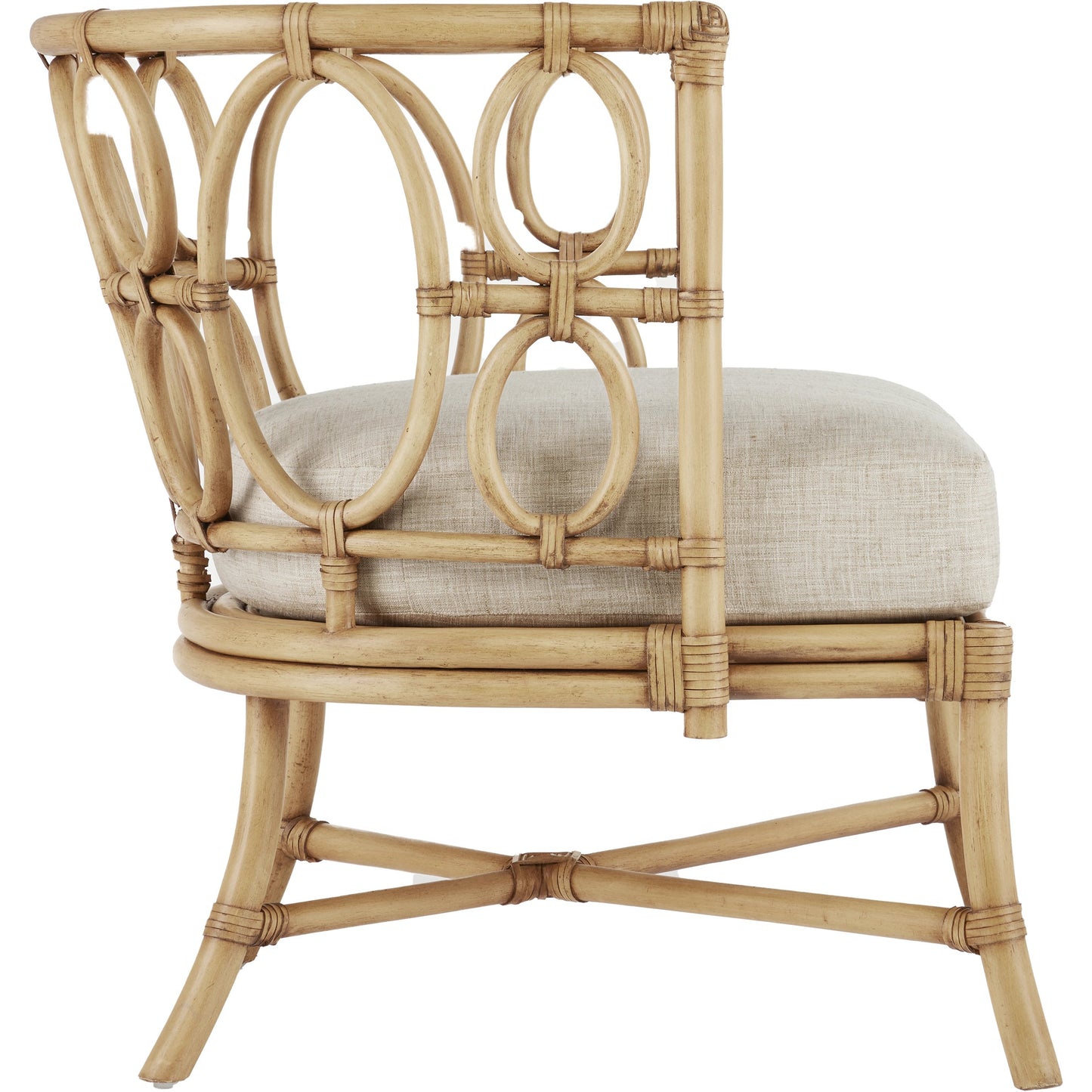 003 SI-1924220 | Additional Silo | Tegal Muslin Chair by Currey and Company in rattan, natural. Made from rattan, wood, leather, finn natural in a coastal style.