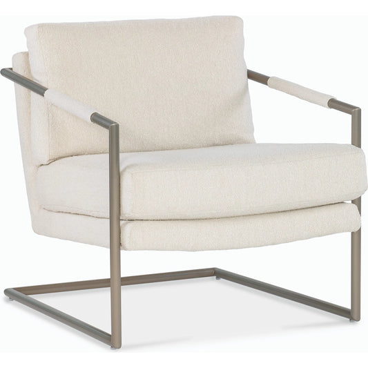 Moody Metal Chair by Hooker Furniture in beige. Made from fabric and metal in a modern style.