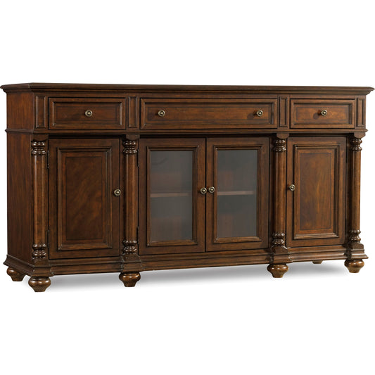 Leesburg Buffet by Hooker Furniture in mahogany. Made from mahogany veneers in a traditional style.