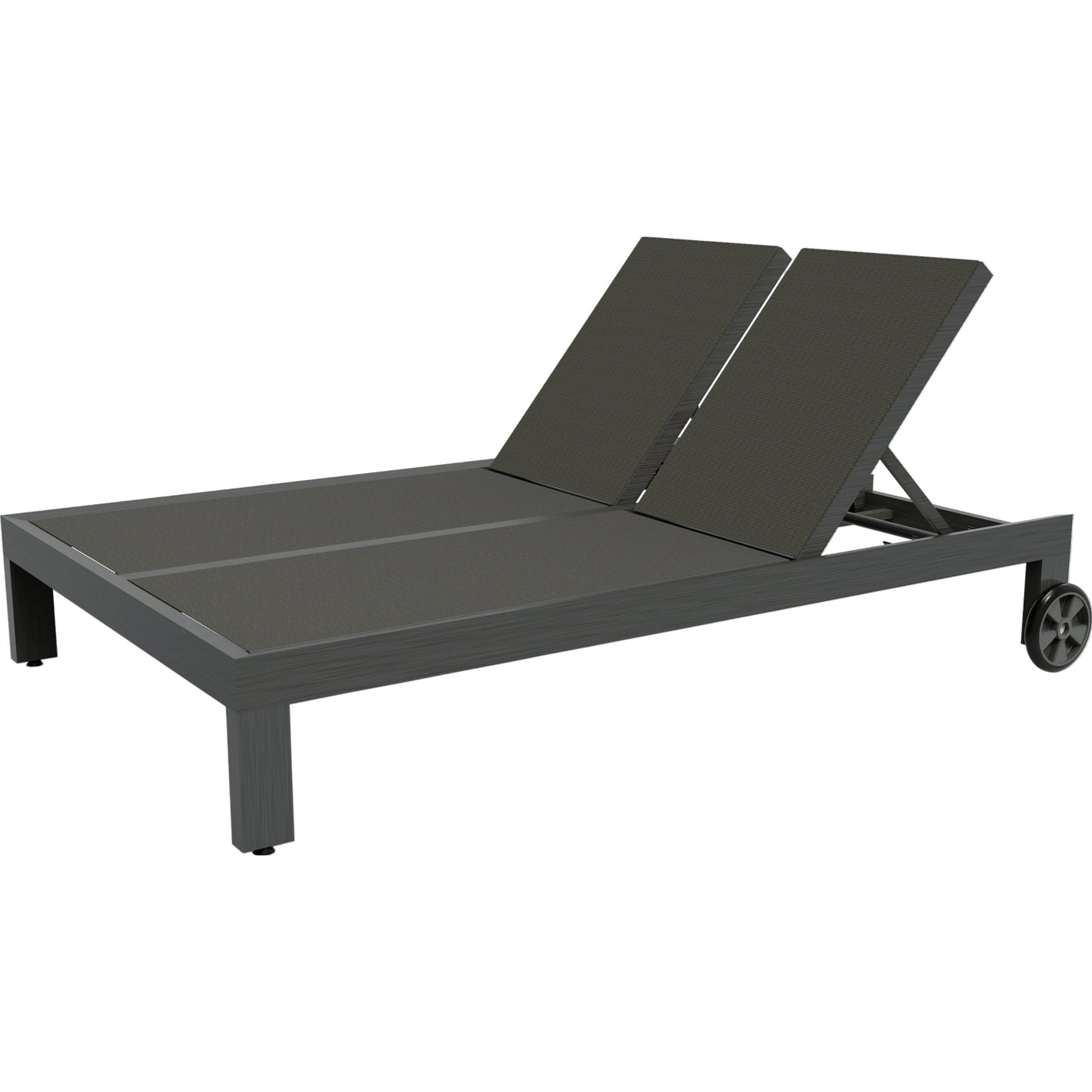 001 SI-2166978 | Primary Silo | Redondo Outdoor Adjustable Double Sling Chaise by Sunset West in slate. Made from aluminum in a modern style.
