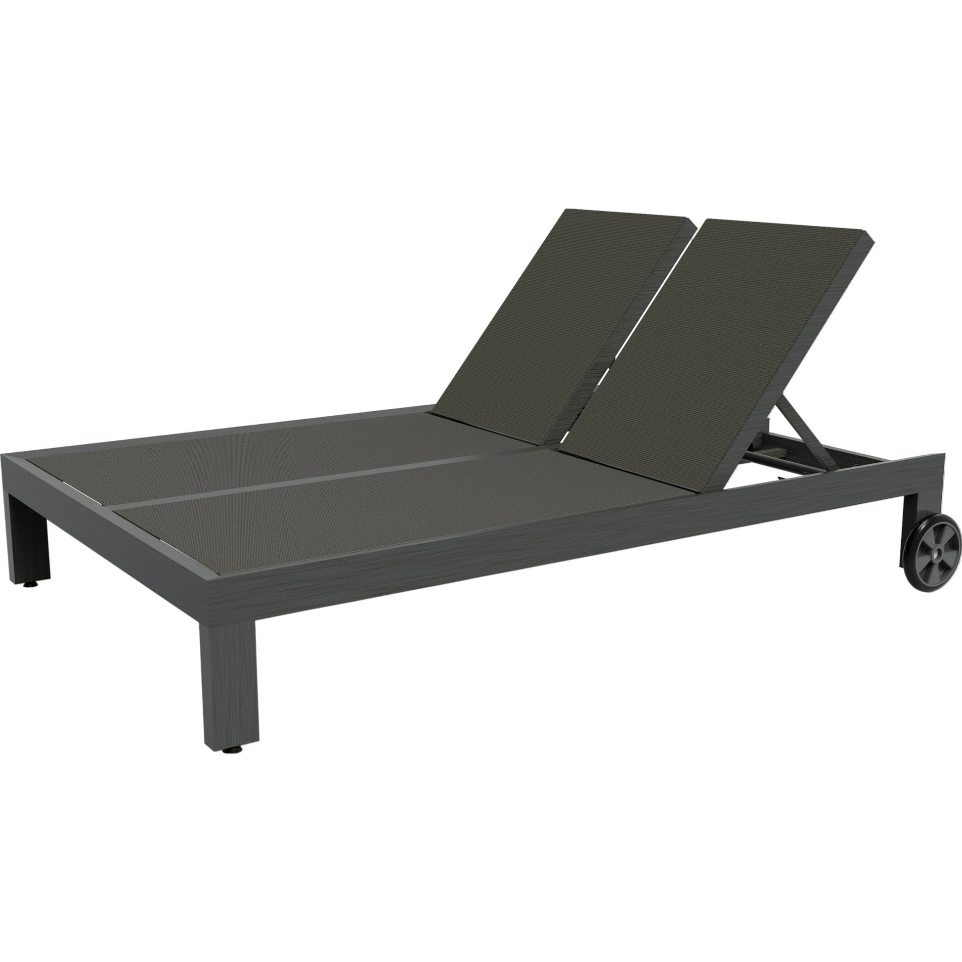 Redondo Outdoor Adjustable Double Sling Chaise by Sunset West in slate. Made from aluminum in a modern style.