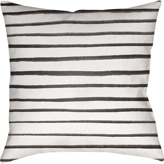 Stripes Indoor/Outdoor Pillow by Livabliss in white, black. Made from front: 100% polyester, back: 100% polyester in a modern style.