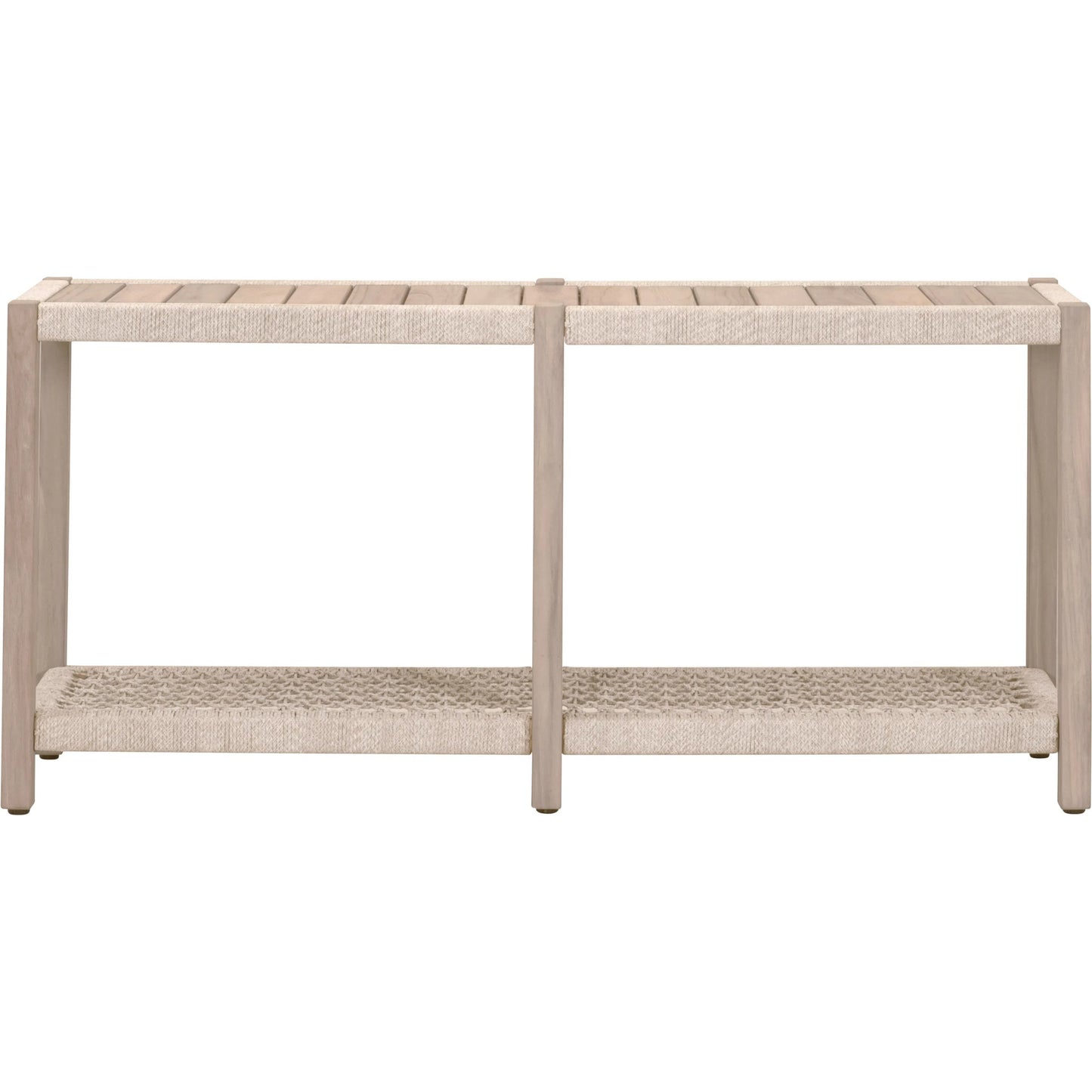 024 SI-2531750 | Primary Silo | Wrap Console Table by Essentials For Living in oat flat rope, washed ever teak. Made from solid teak wood in a coastal style.