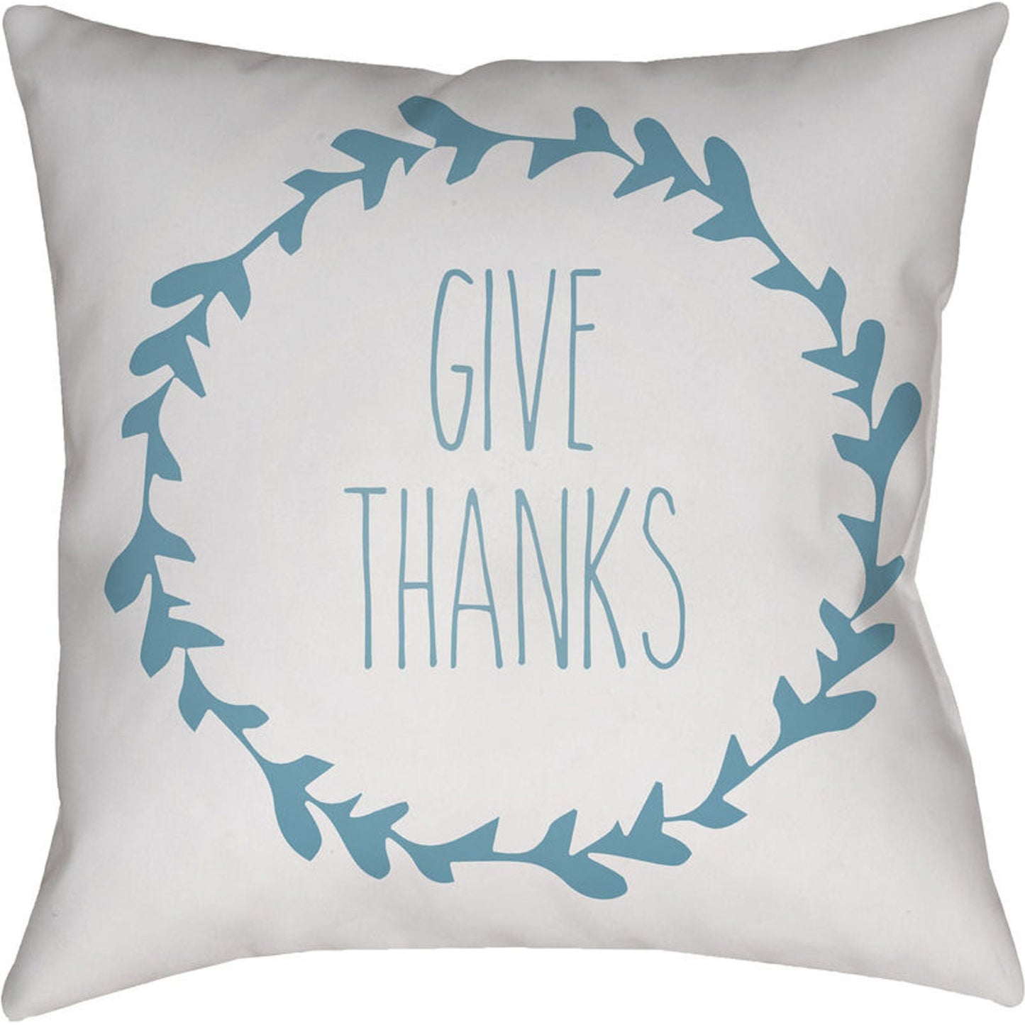 004 S-227980 | Primary Silo | Wreath Indoor/Outdoor Pillow by Livabliss in white, blue. Made from front: 100% polyester, back: 100% polyester in a traditional style.