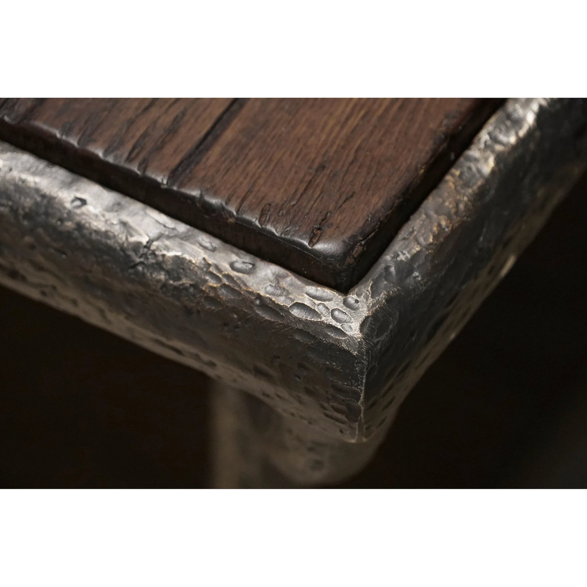 Forge Iron Square End Table by Jonathan Charles in cast metal finish. Made from main aluminum in a unique style.