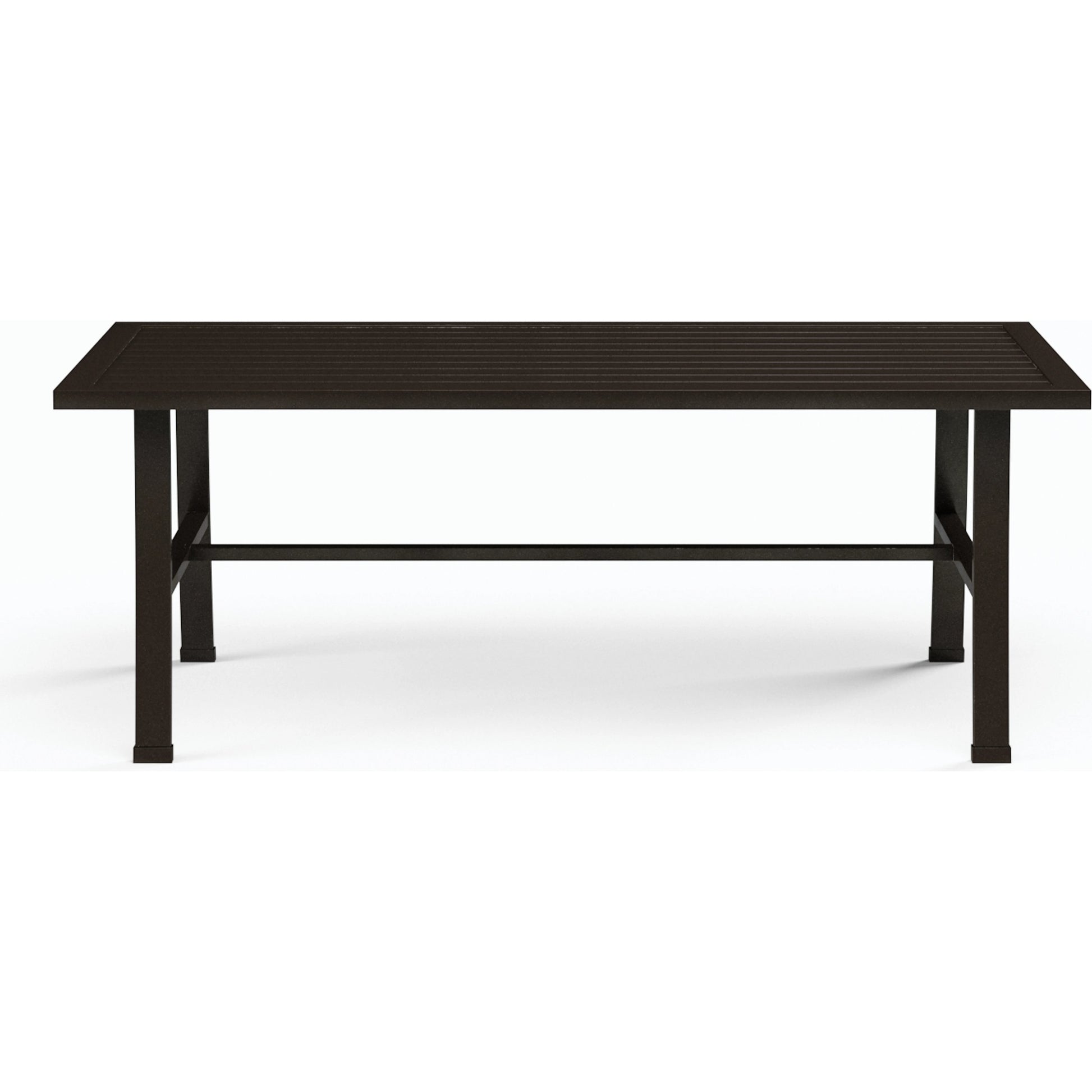 La Outdoor Jolla Coffee Table by Sunset West in espresso. Made from aluminum in a modern style.