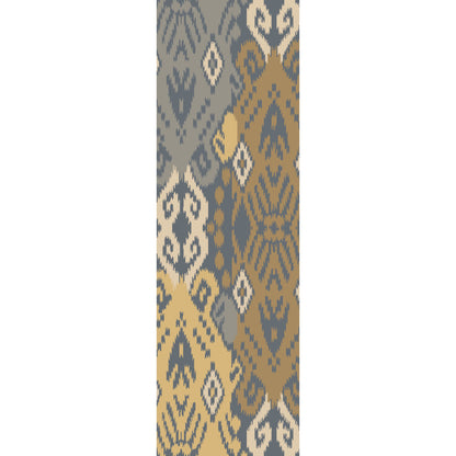Wanderer WRR-2004 Indoor/Outdoor Rug by Surya in deep teal, brown, mustard, gray, beige. Made from 100% wool in a unique style.