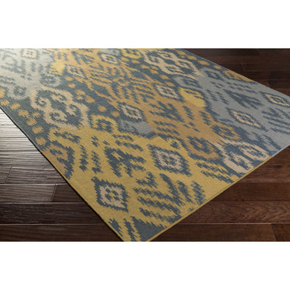 Wanderer WRR-2004 Indoor/Outdoor Rug by Surya in deep teal, brown, mustard, gray, beige. Made from 100% wool in a unique style.