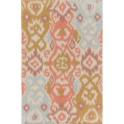Wanderer WRR-2008 Indoor/Outdoor Rug by Surya in dusty coral, mustard, pale blue, plum, light gray. Made from 100% wool in a unique style.
