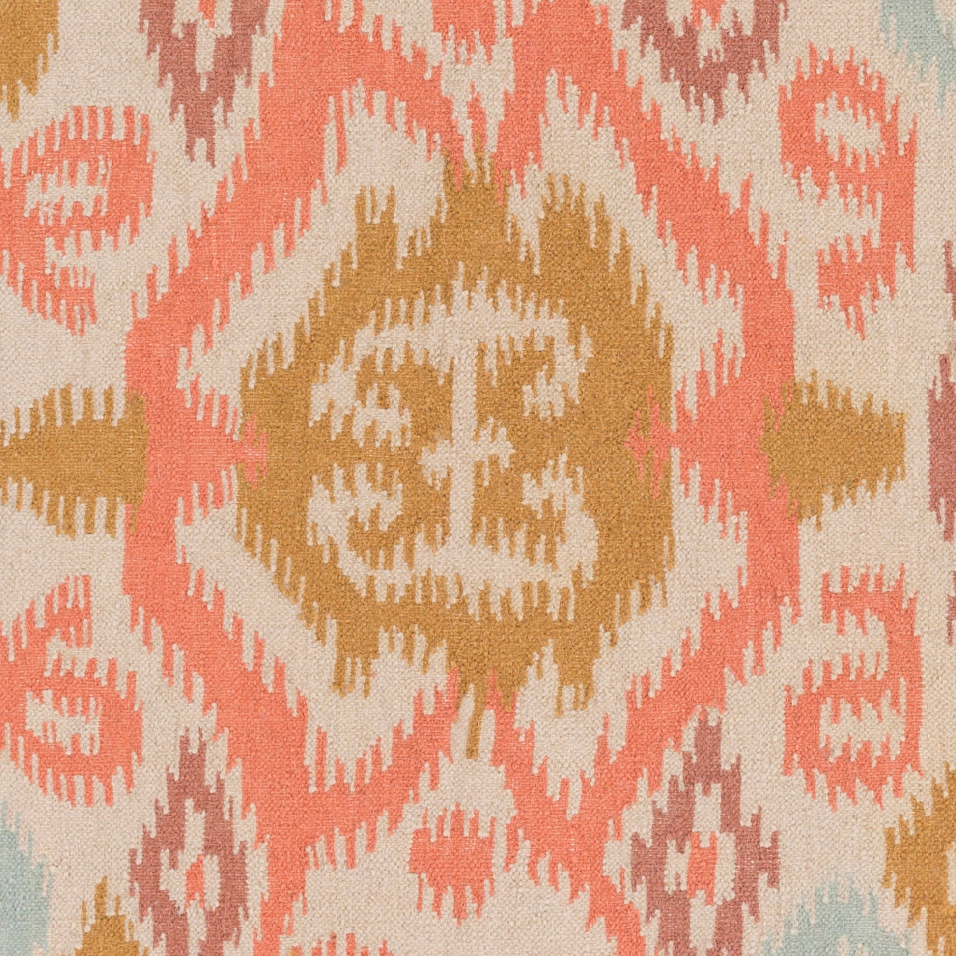 Wanderer WRR-2008 Indoor/Outdoor Rug by Surya in dusty coral, mustard, pale blue, plum, light gray. Made from 100% wool in a unique style.