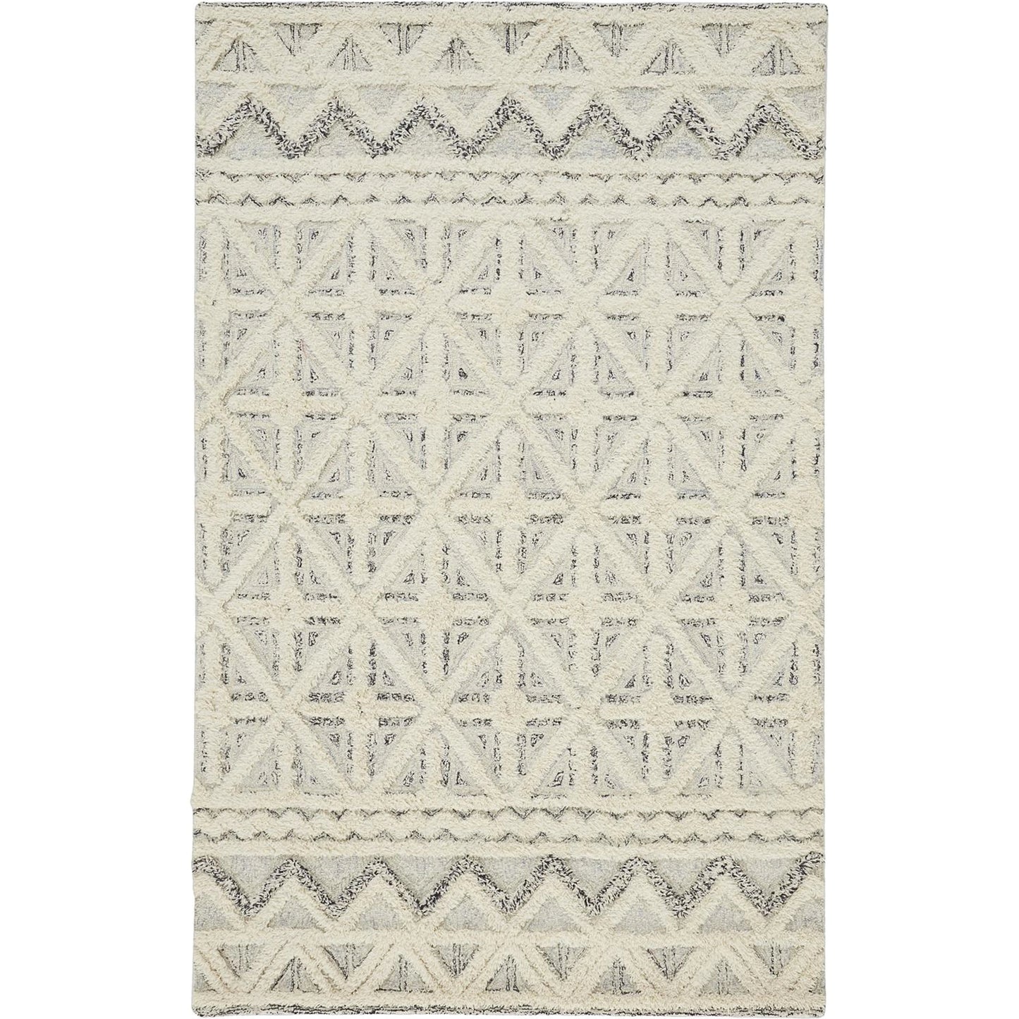 000 SI-1753559,SI-1753560,SI-1753561 | Primary Silo | Anica Transitional Geometric Rug - 8007F by Feizy in ivory, black. Made from wool in a unique style.