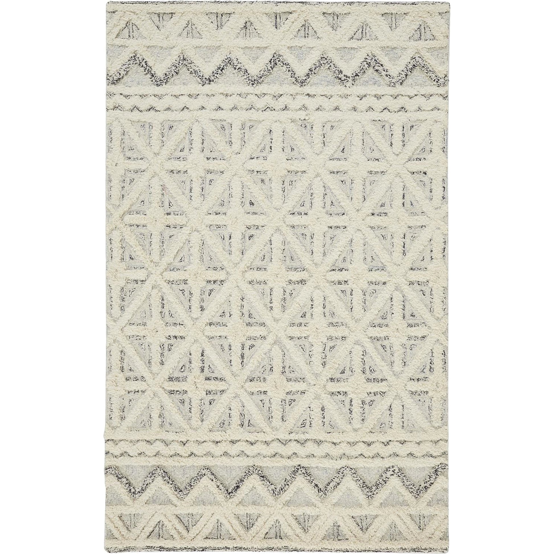 Anica Transitional Geometric Rug - 8007F by Feizy in ivory, black. Made from wool in a unique style.