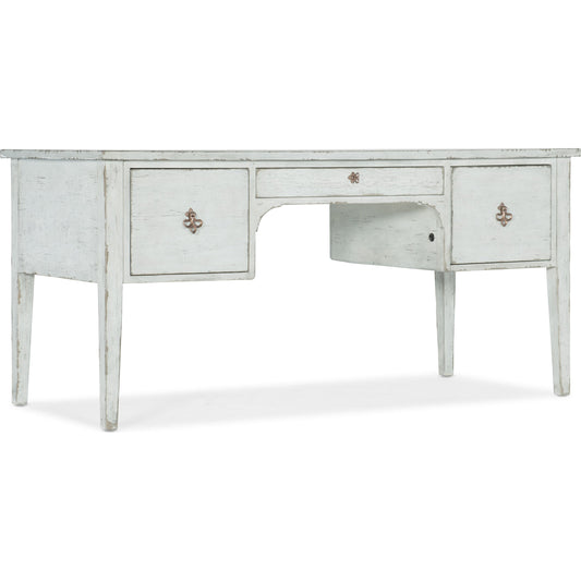 Arturo Writing Desk by Hooker Furniture in white. Made from oak veneers with solid-wood edge top in a cottage & farmhouse style.