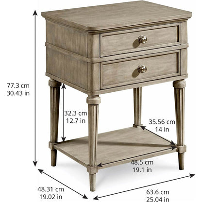 Morrissey Kirke Nightstand by A.R.T. Furniture in silver and bezel. Made from parawood solids, primavera veneers in a traditional style.