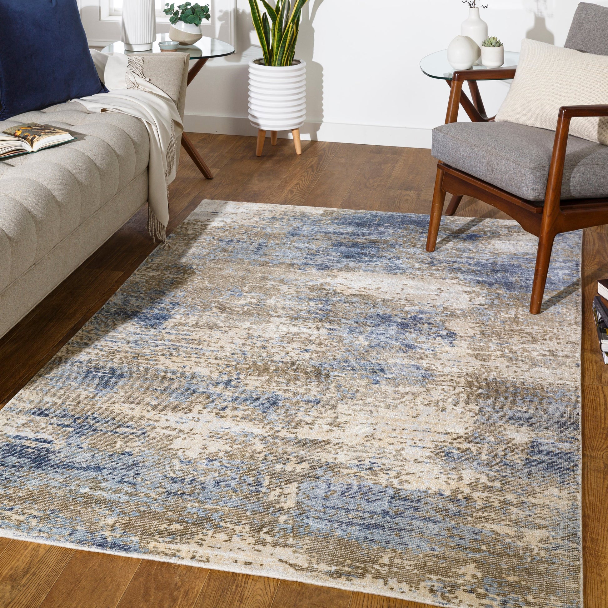 Wilson Rug - 26944 by Surya in light beige, beige, dark blue, blue. Made from 60% wool, 40% viscose in a unique style.