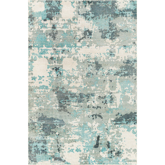 Wilson Rug - 26945 by Surya in deep teal, light beige, beige, sage. Made from 60% wool, 40% viscose in a unique style.