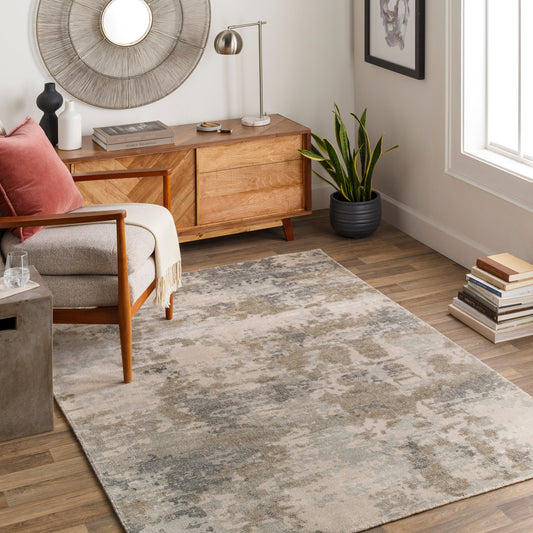 Wilson Rug - 26945 by Surya in deep teal, light beige. Made from 60% wool, 40% viscose in a unique style.