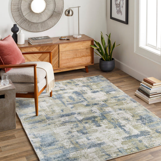 Wilson Rug - 26946 by Surya in light beige, deep teal. Made from 60% wool, 40% viscose in a unique style.