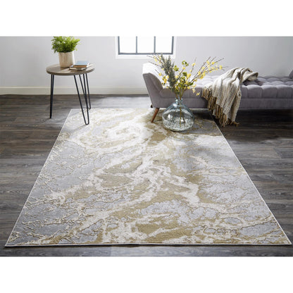 Aura Rug - 3563F by Feizy in ivory, silver, gold. Made from polyester, polypropylene in a unique style.