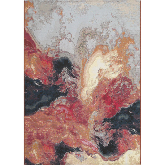 Warsaw WSW-2306 Rug by Livabliss in crimson, charcoal, ivory, amber, slate gray. Made from polypropylene, polyester in a unique style.