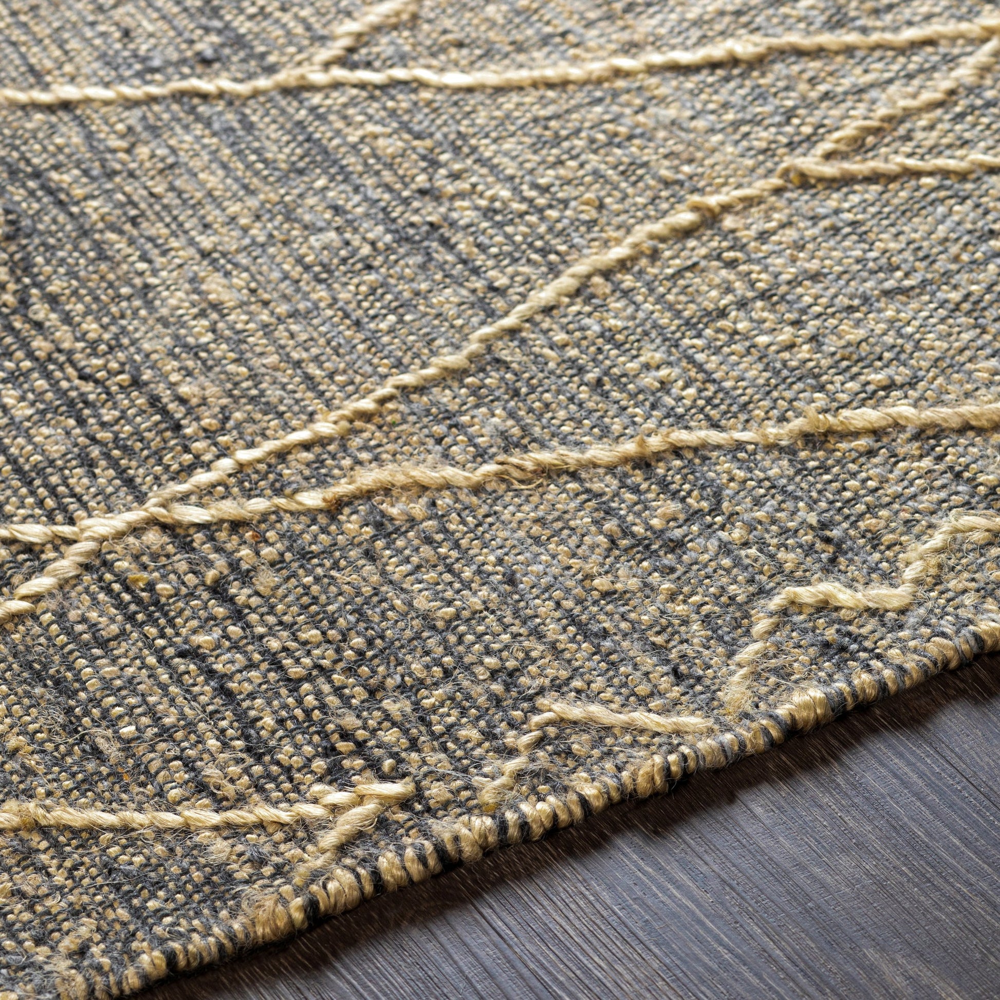Watford Rug - 27258 by Surya in charcoal, tan. Made from 60% jute, 40% wool in a unique style.