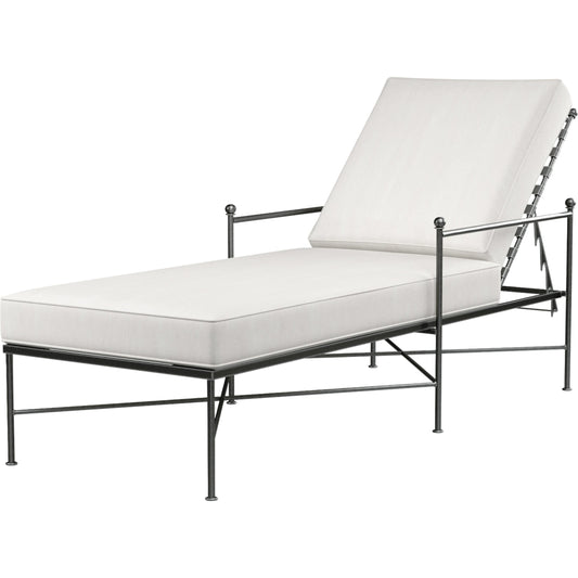 Provence Outdoor Chaise Lounge by Sunset West. Made from wrought iron in a modern style.