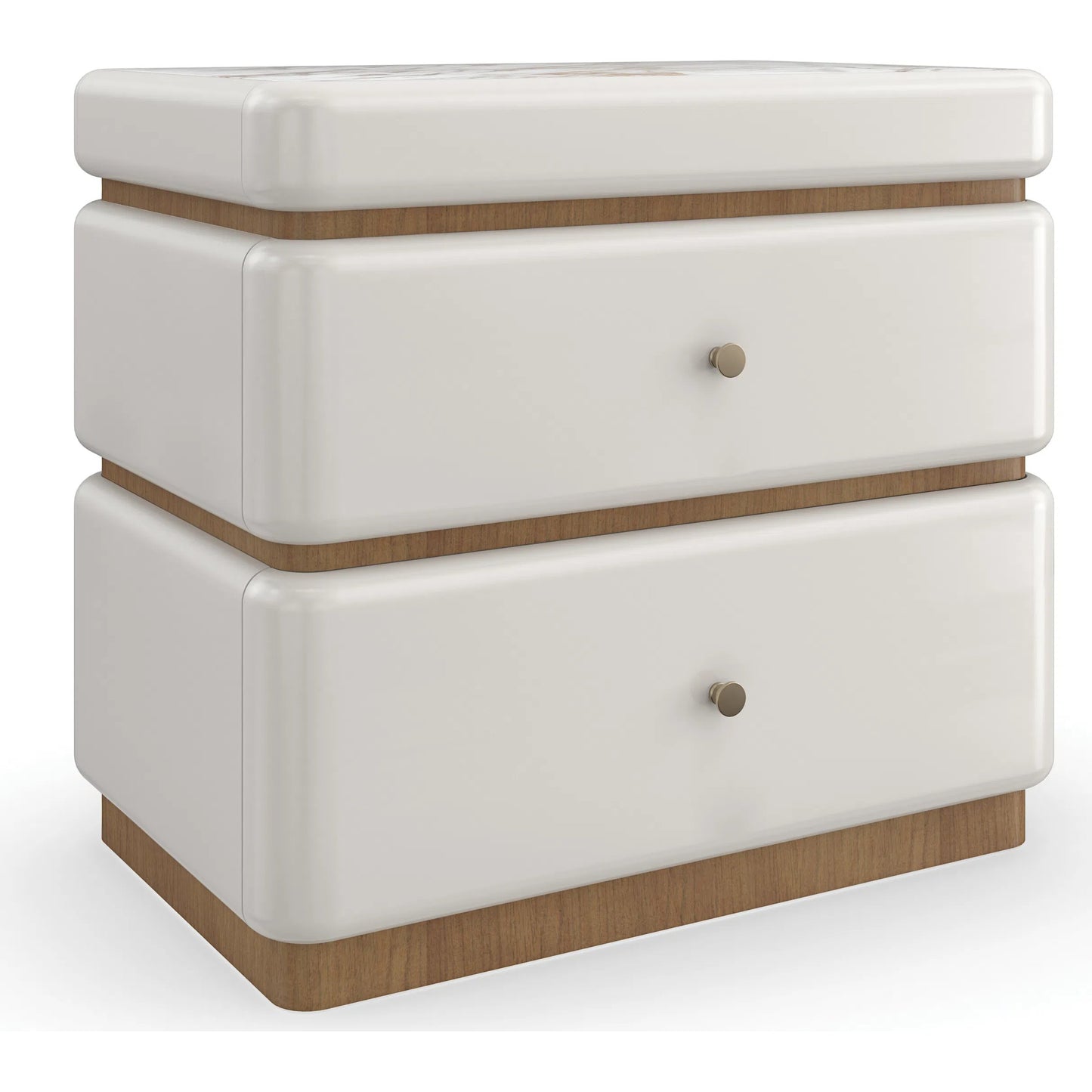 001 SI-2193880 | Primary Silo | Milos Nightstand by Caracole in almond milk, toasted pecan. Made from acacia, marble, birch in a modern style.